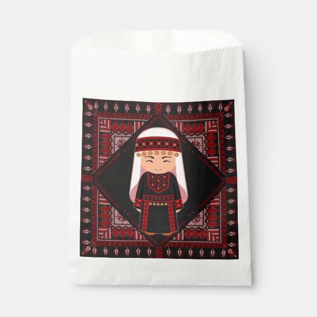 cute Palestinian girl Embroidery red tatreez   Favor Bag (Front)