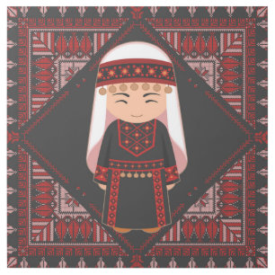 cute Palestinian girl Embroidery red tatreez Gallery Wrap