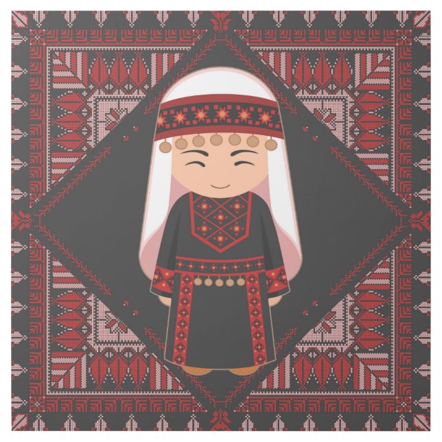 cute Palestinian girl Embroidery red tatreez   Gallery Wrap (Front)