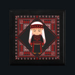 cute Palestinian girl Embroidery red tatreez   Gift Box<br><div class="desc">This is a cute Palestinian girl wearing a Traditional Palestinian dress with an Embroidery tatreez red black Pattern background design is great gift idea for Palestinians, Palestine lovers, Gen Z Pro-Palestinian, University protest support liberation of Palestine and middle east, water jug Revolution, Antifascism College Protests Students or, any family member...</div>