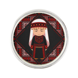 cute Palestinian girl Embroidery red tatreez Lapel Pin