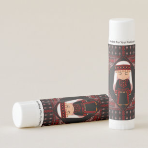 cute Palestinian girl Embroidery red tatreez Lip Balm