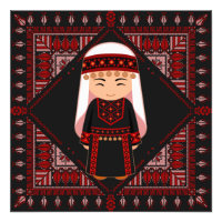cute Palestinian girl Embroidery red tatreez