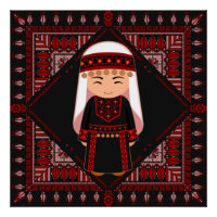 cute Palestinian girl Embroidery red tatreez