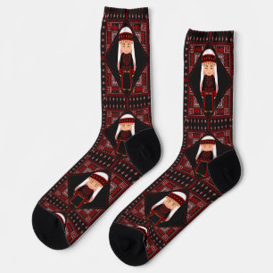 cute Palestinian girl Embroidery red tatreez Socks