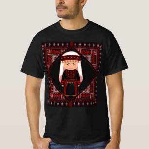 cute Palestinian girl Embroidery red tatreez T-Shirt