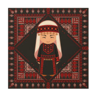 cute Palestinian girl Embroidery red tatreez  