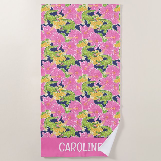Cute Palm Beach Alligators Beach Towel (Front)