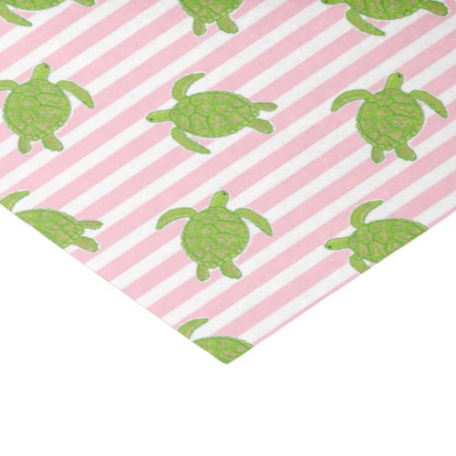 Cute Palm Beach Pink Stripes and Turtles Tissue Paper