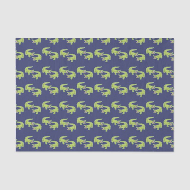 Cute Palm Beach Preppy Alligators Tissue Paper (Front)