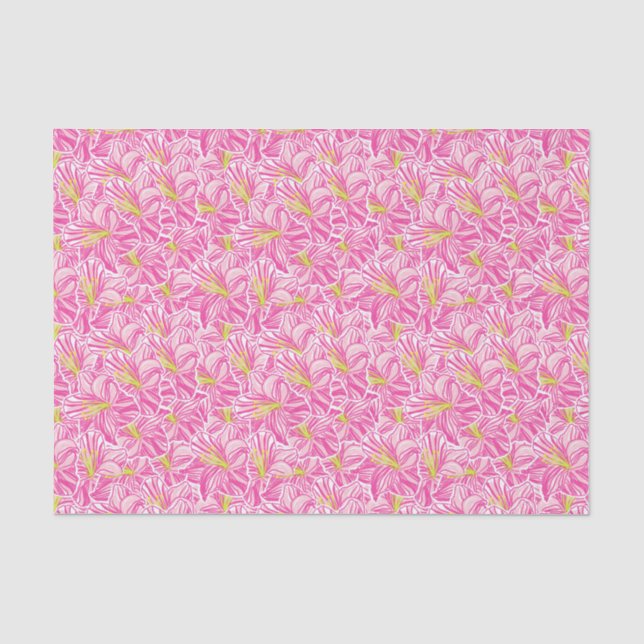 Cute Palm Beach Tropical Pink Hibiscus Flowers Tissue Paper (Front)