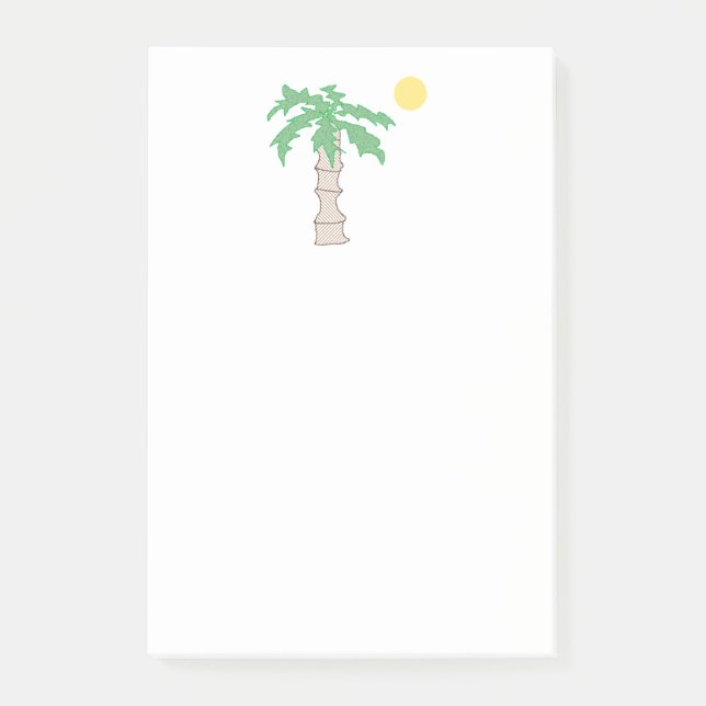 Cute Palm Tree and Beach Cartoon, Fun Sunny Island Post-it Notes (Front)