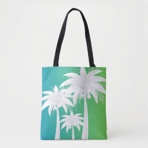 Cute Palm Tree Blue Green Ombre Preppy Tote  Bag