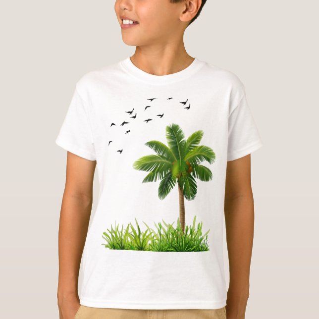 Cute Palm Tree Nature Boys T-Shirt (Front)