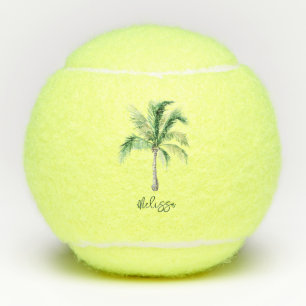 Cute Palm Tree Script Keepsake Tennis Balls