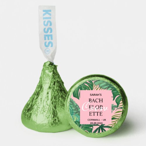 Cute Palm Tropical Pink Bachelorette Crew  Hersheys Kisses