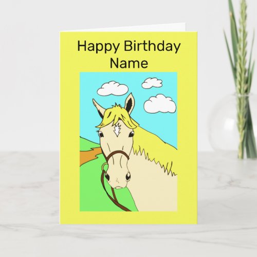 Cute Palomino Pony Happy Birthday Card