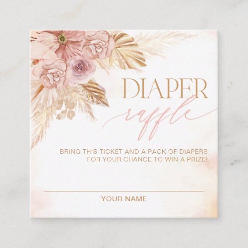 Cute Pampas Diaper Raffle Tickets Baby Shower Game Enclosure Card
