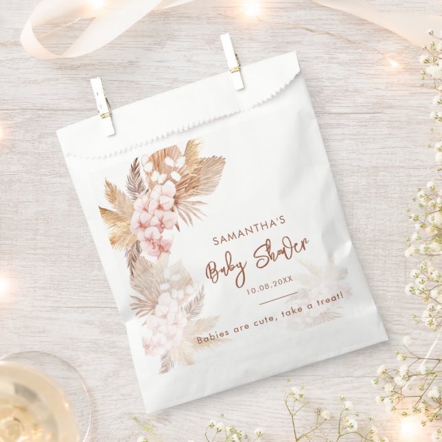 Cute Pampas Grass Boho Girl Baby Shower Favor Bag (Clipped)