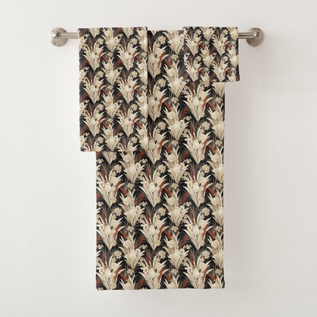 Cute Pampas grass tiled pattern Bath Towel Set (Insitu)