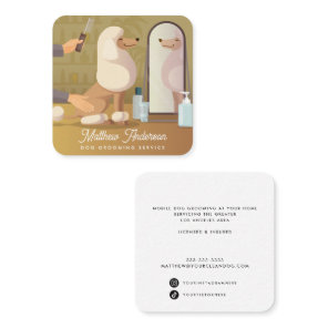 Cute Pampered Dog Groomer Pet Care Square Business Card