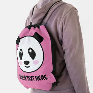 Cute pana bear cartoon drawing custom kid's drawstring bag