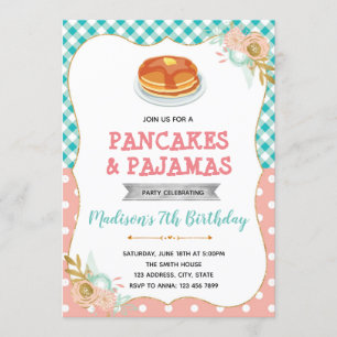 Cute pancake and pajamas invitation