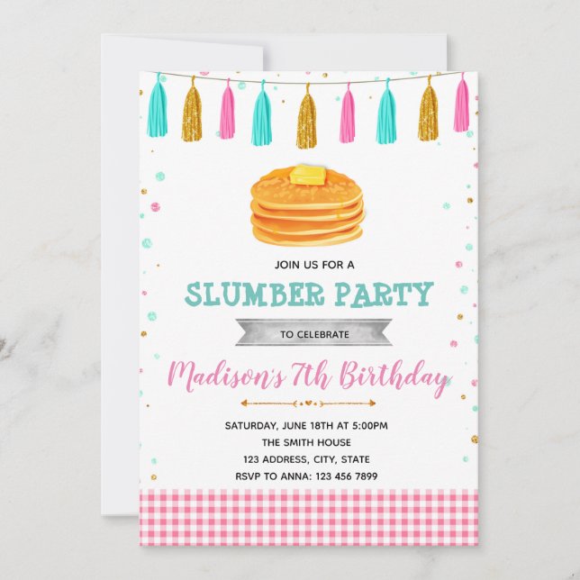 Cute pancake birthday invitation (Front)