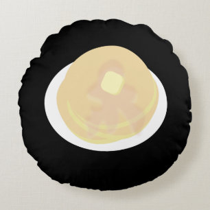 Cute Pancake Dripping Syrup Breakfast Round Pillow
