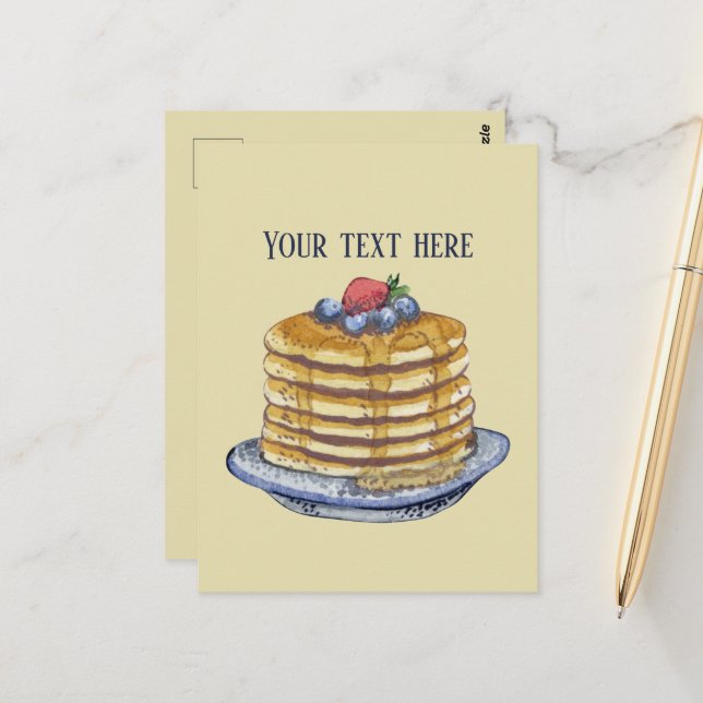 Cute pancake lovers add text postcard (Front/Back In Situ)