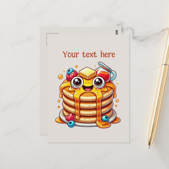 Cute pancake lovers customize  postcard (Front/Back In Situ)