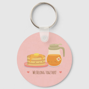 Cute Pancakes and Maple Couple Keychain