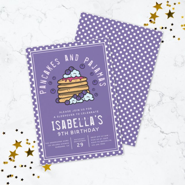 Cute Pancakes and Pajamas Sleepover Invitation (Creator Uploaded)