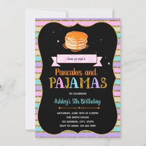 Cute pancakes and pjs party invitation