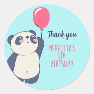 Cute Panda and Balloon Cartoon Kids Birthday Party