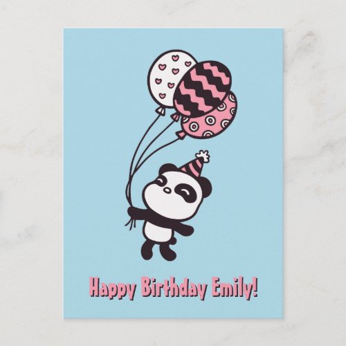 Cute Panda and Balloons Happy Birthday Card