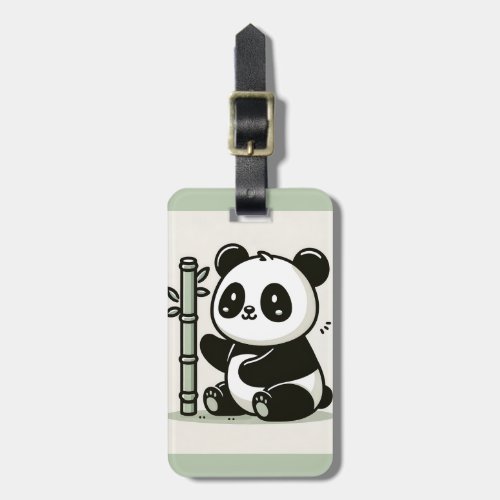 Cute Panda and Bamboo Art Luggage Tag