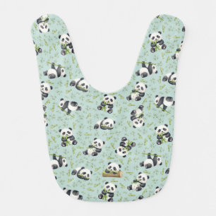 Cute Panda and Bamboo Seamless Pattern Baby Bib