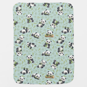 Cute Panda and Bamboo Seamless Pattern Baby Blanket