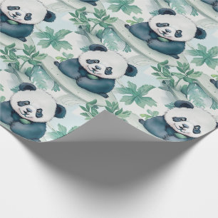 Cute panda and bamboo tree wrapping paper
