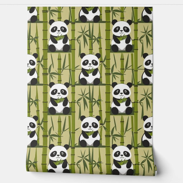 Cute Panda and Bamboo Wall Decor  (Unrolling)