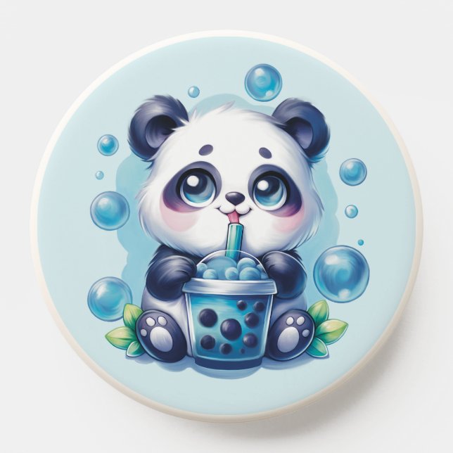 Cute Panda and Blue Boba Bubble Tea PopSocket (Popsocket)