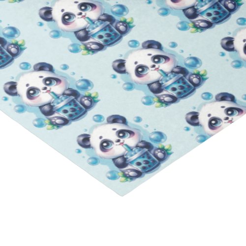 Cute Panda and Blue Boba Bubble Tea Tissue Paper