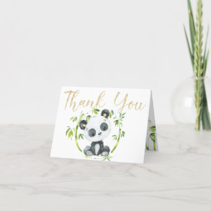 Cute Panda and Green Bamboo Baby Shower Thank You