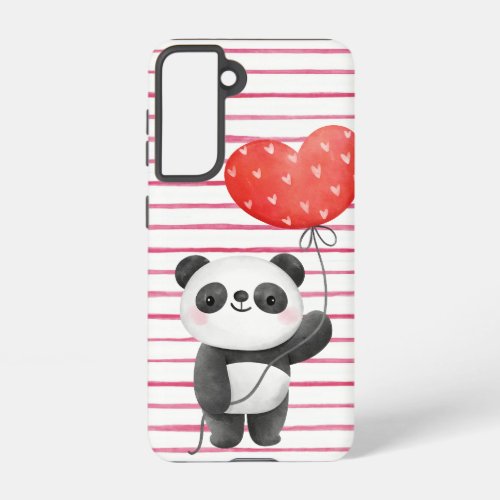 Cute Panda and Heart Balloon Samsung Galaxy S21 Case