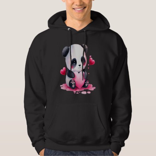 Cute Panda And Pink Heart Valentines Day 2023 Hoodie