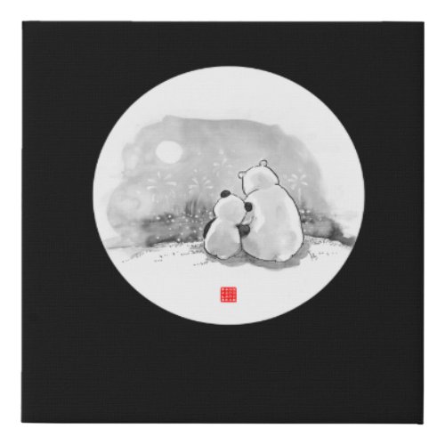 Cute Panda And Polar Bear Animal Lover Faux Canvas Print