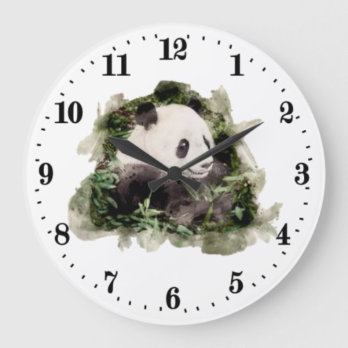 cute panda animal lovers large clock