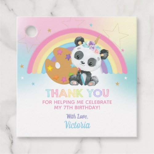 Cute Panda Art Paint Party Birthday Thank You Favor Tags