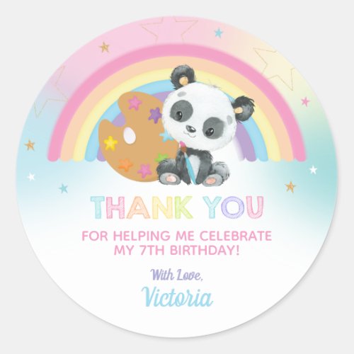 Cute Panda Art Party Birthday Thank You Favor Classic Round Sticker